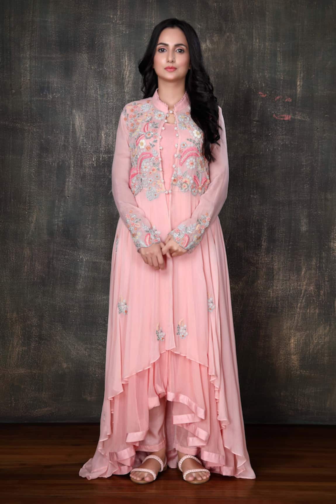 Preeti Jhawar Embroidered Jacket & Pant Set 