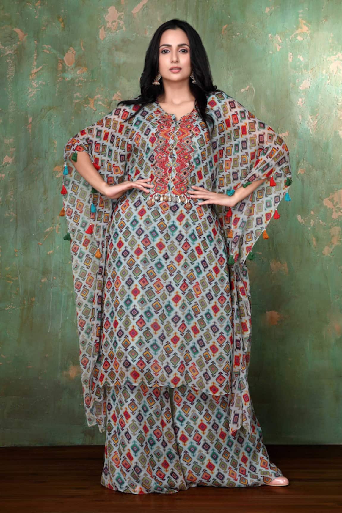 Preeti Jhawar Printed Kaftan & Palazzo Set