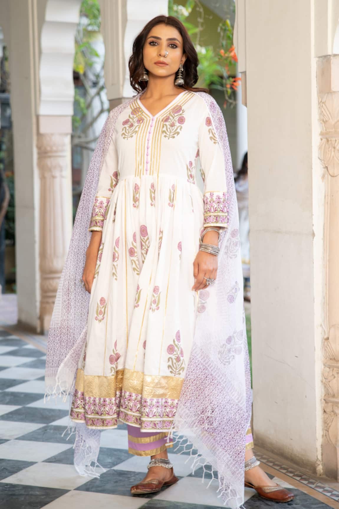 Maison Shefali Chaand Tahira Mughal Print Anarkali Set