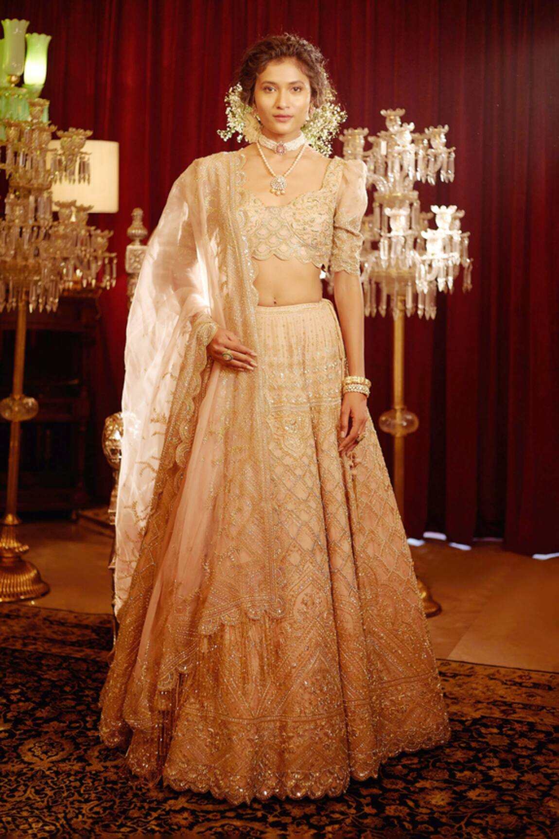 Shasha Gaba Swarovski Embroidered Bridal Lehenga Set 