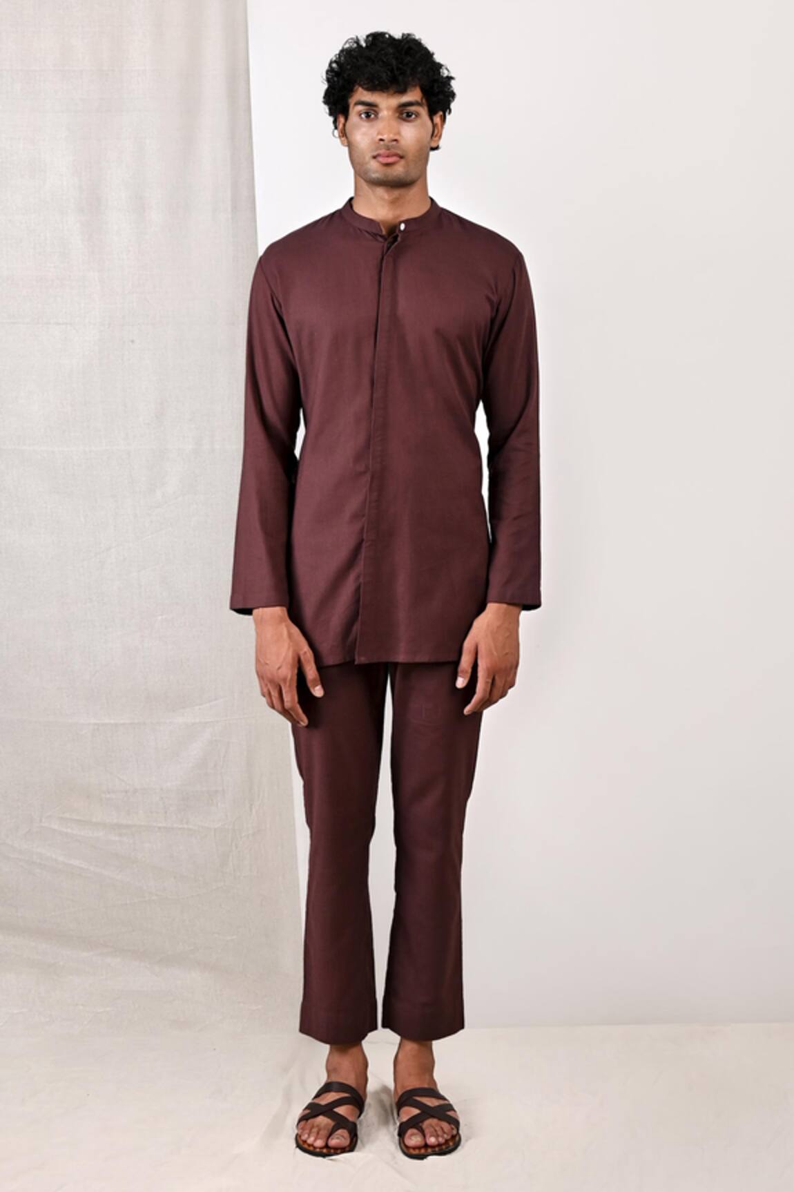 Bohame Beckett Band Collar Kurta Set 