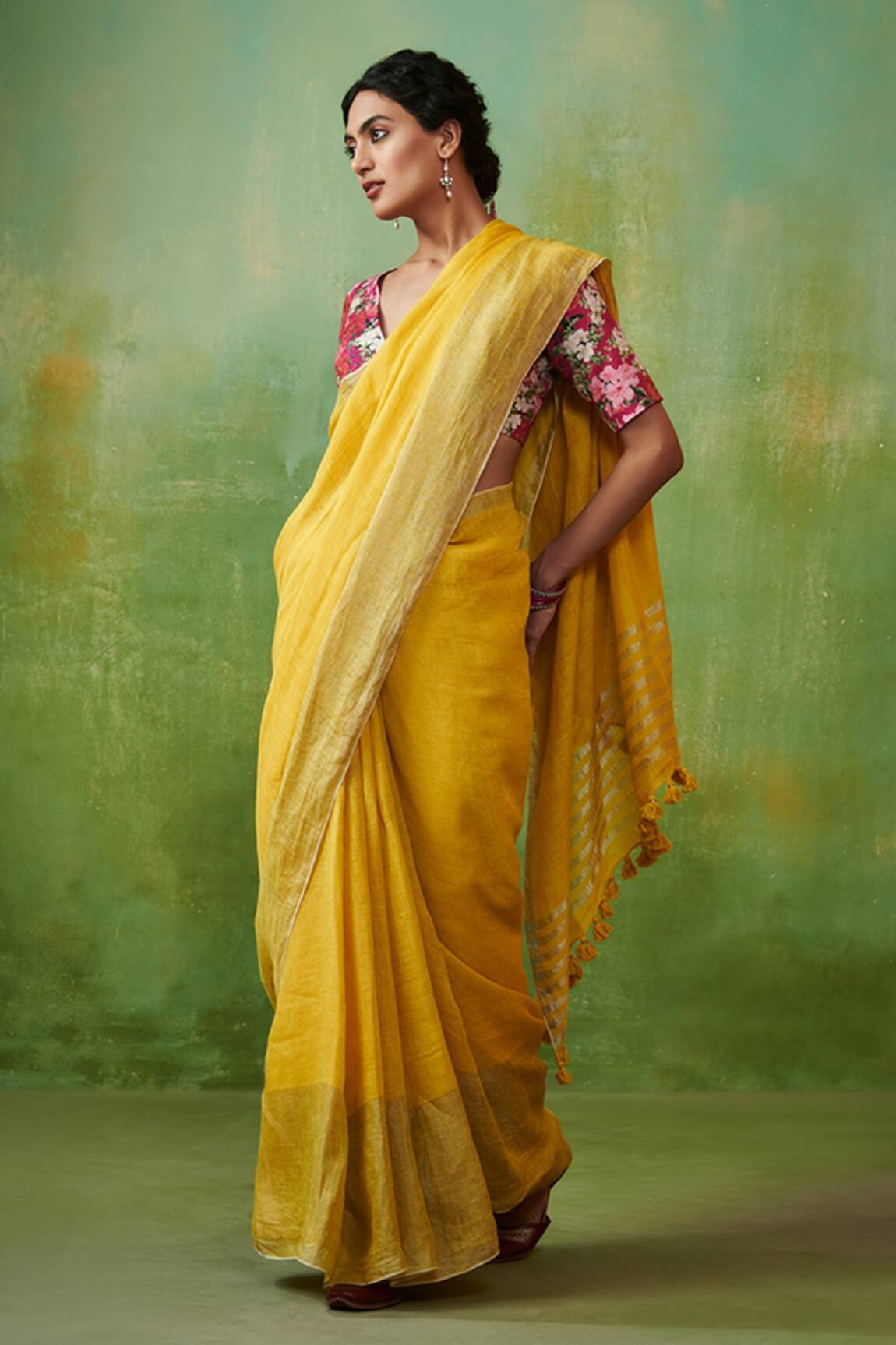 Dressfolk Aleena Handloom Linen Saree