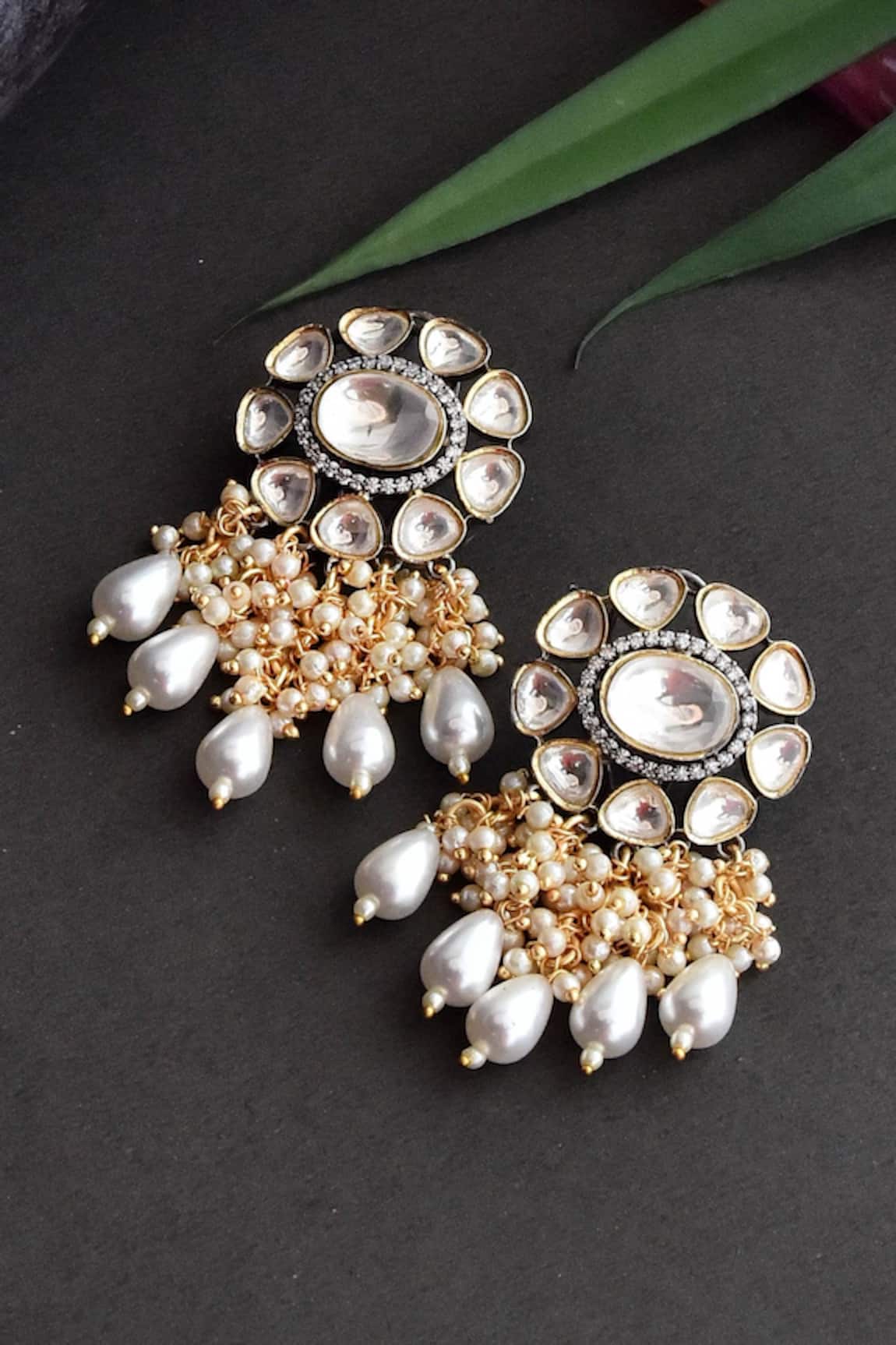 Swabhimann Jewellery Polki Embellished Dangler Earrings