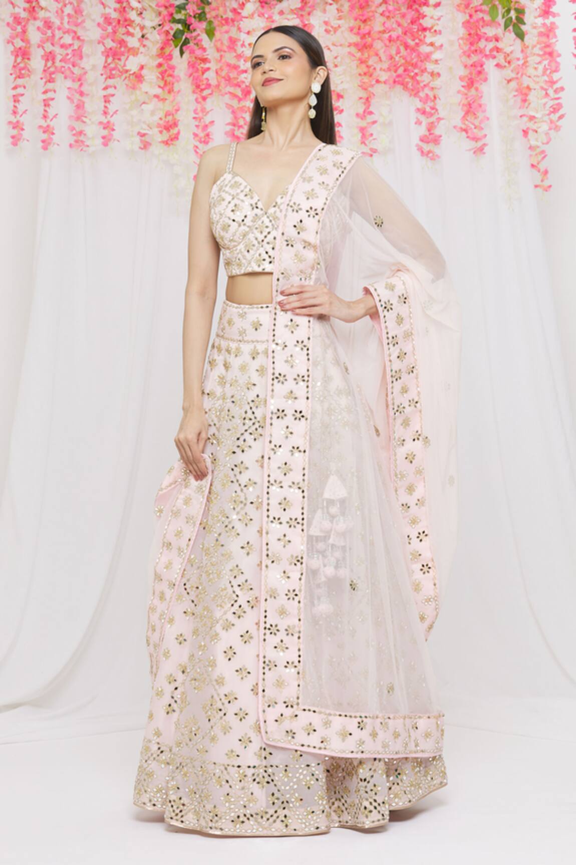 Vandana Sethi Mirror Embroidered Bridal Lehenga Set 