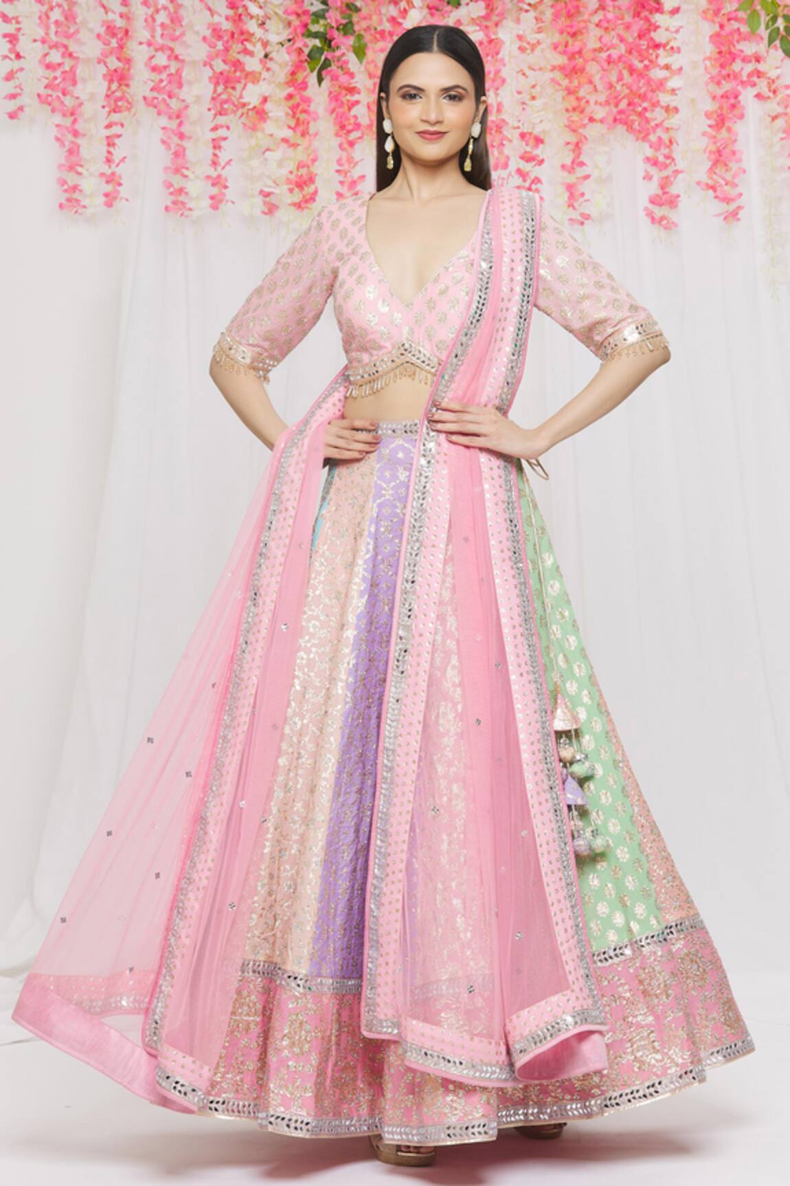 Vandana Sethi Chanderi Silk Lehenga Set