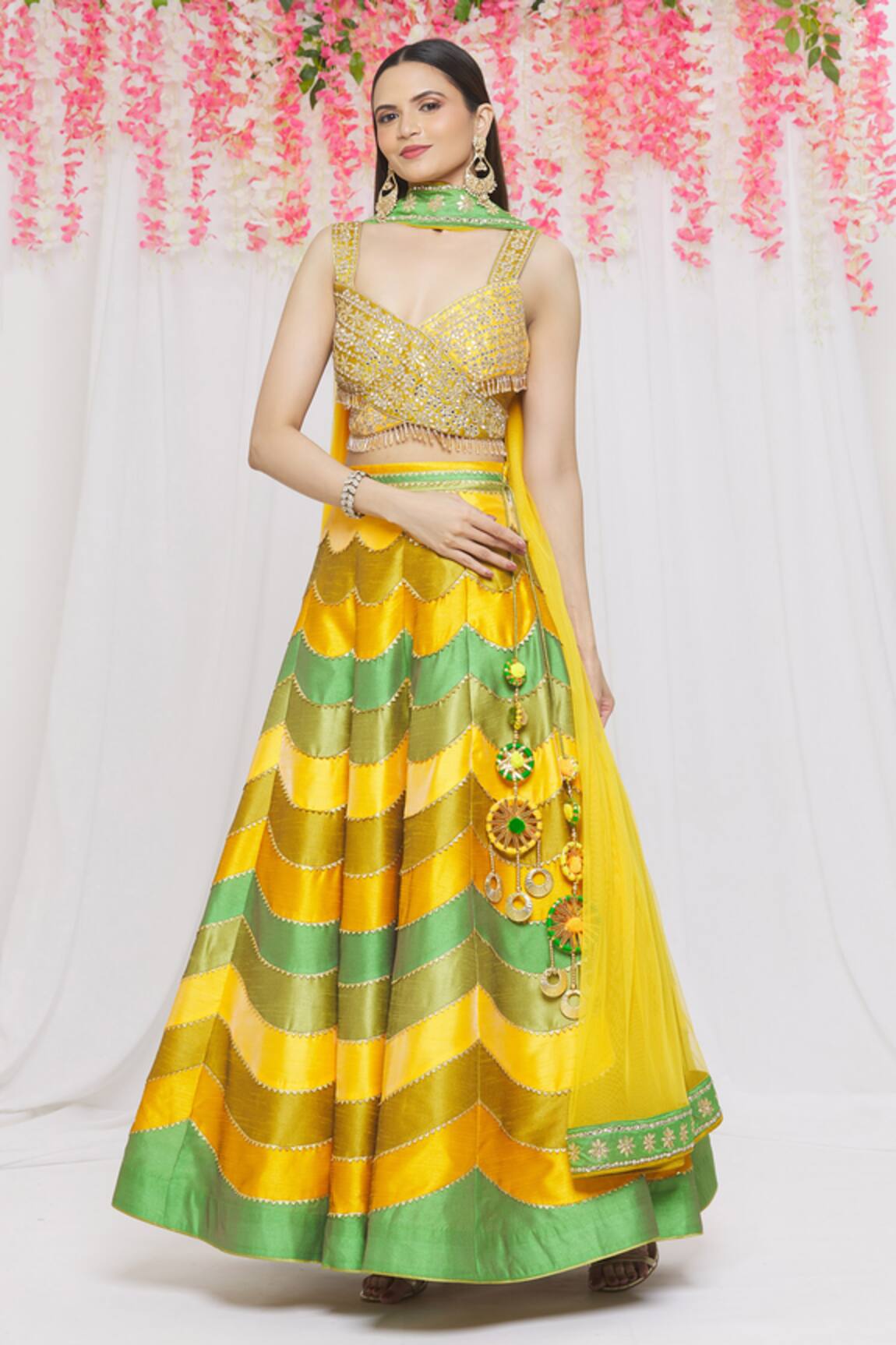 Vandana Sethi Colorblock Lehenga Set