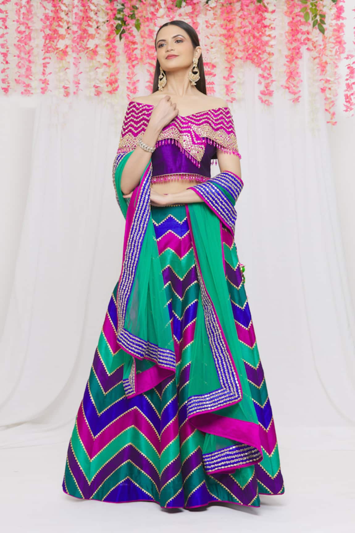 Vandana Sethi Chevron Embroidered Lehenga Set