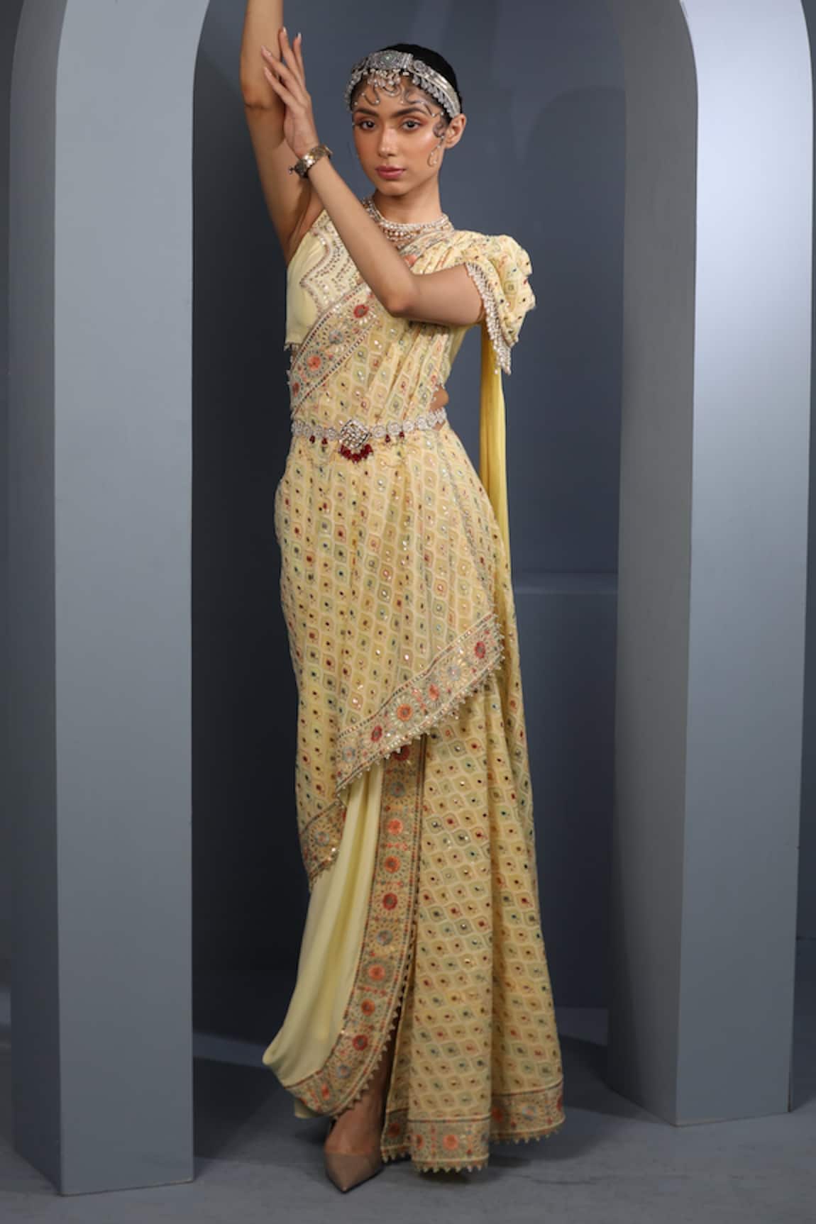 Aditi Gupta Embroidered Pre-Draped Saree With Blouse 