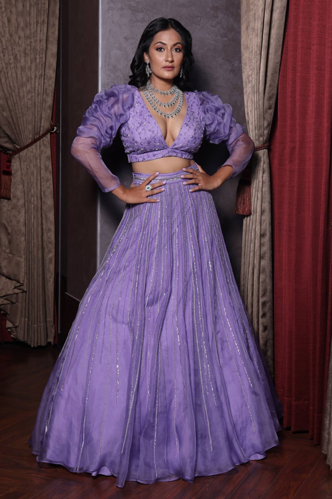 Amrin Khan Sequin Embroidered Lehenga Set 