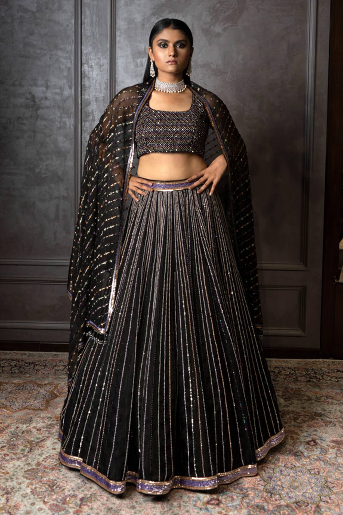 Amrin Khan Sequin Embroidered Lehenga Set 