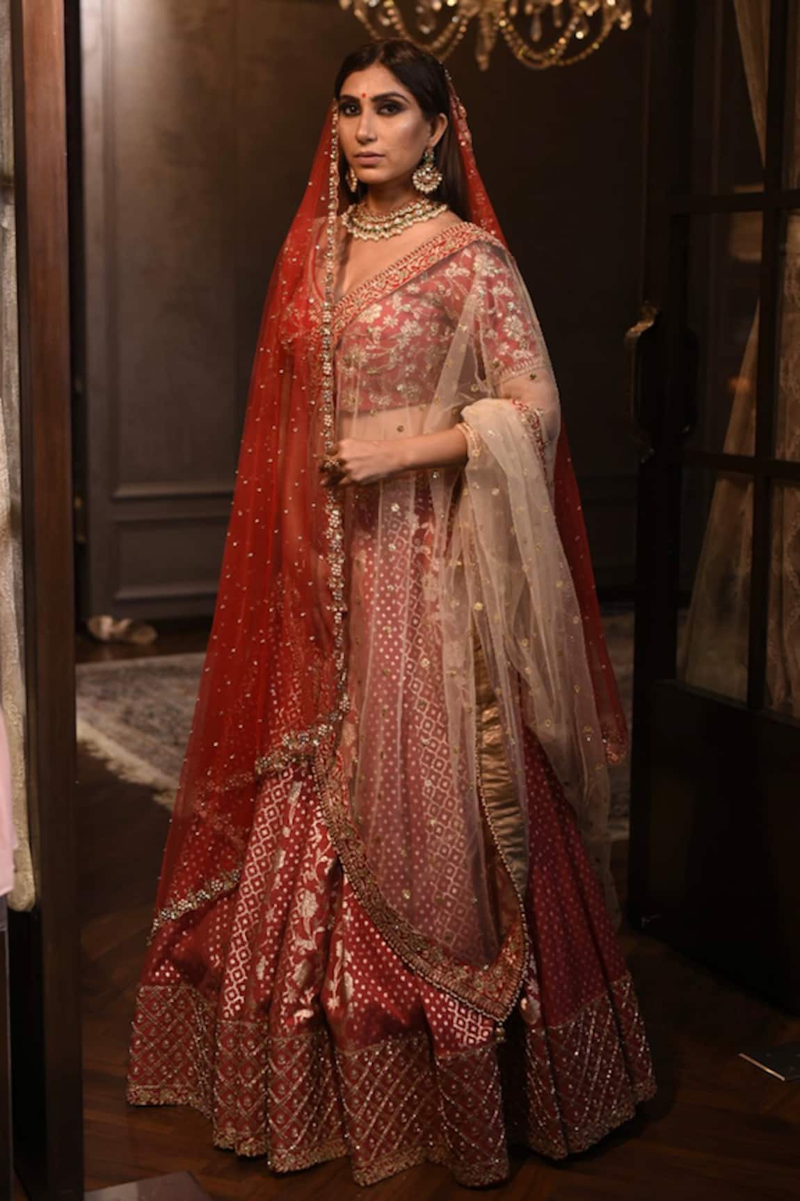 Amrin Khan Chanderi Silk Embroidered Bridal Lehenga Set