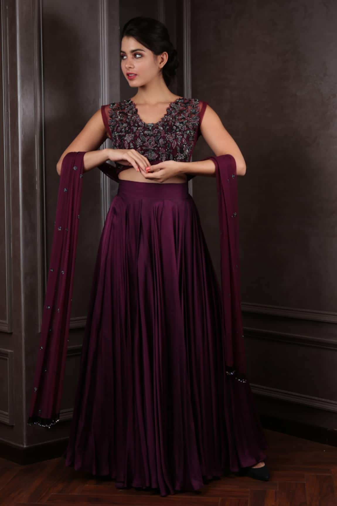 Amrin Khan Satin Silk Lehenga Set 