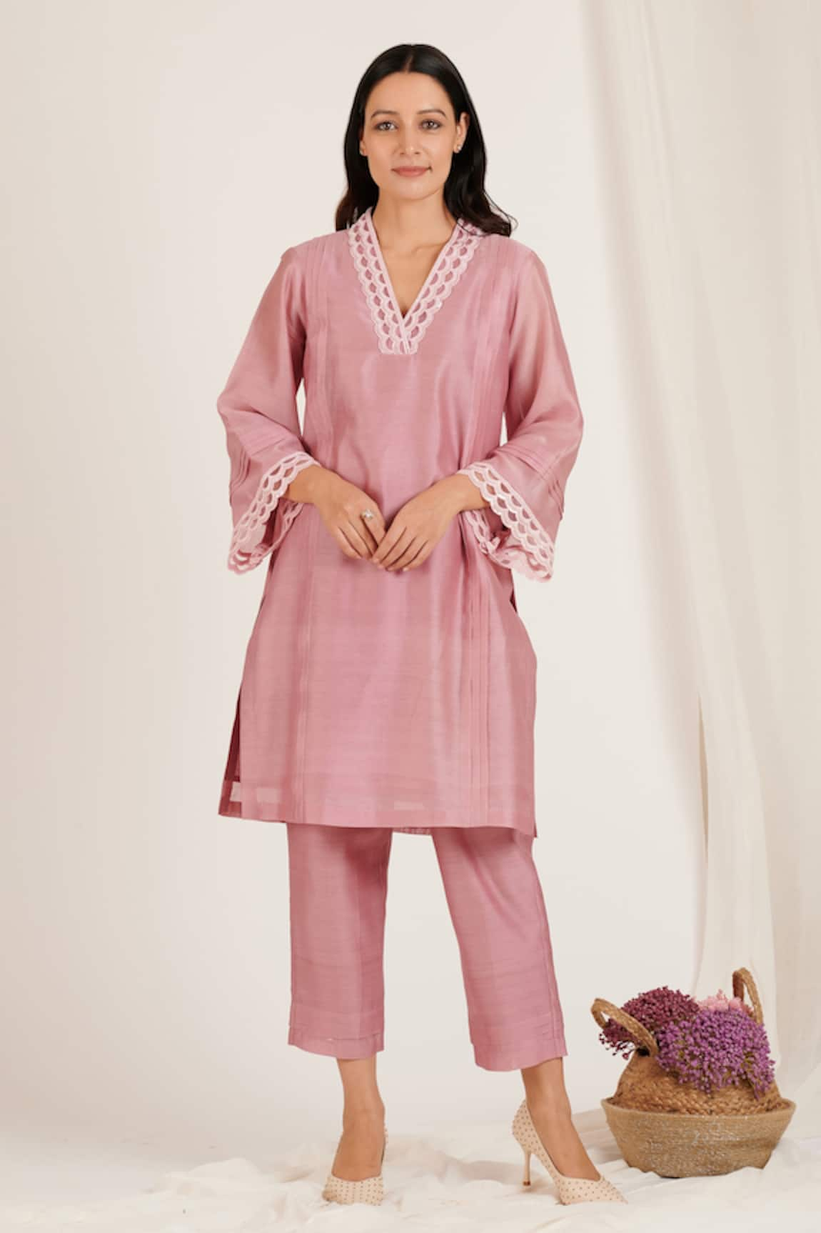 JDang.Label Chanderi Embroidered Kurta & Pant Set