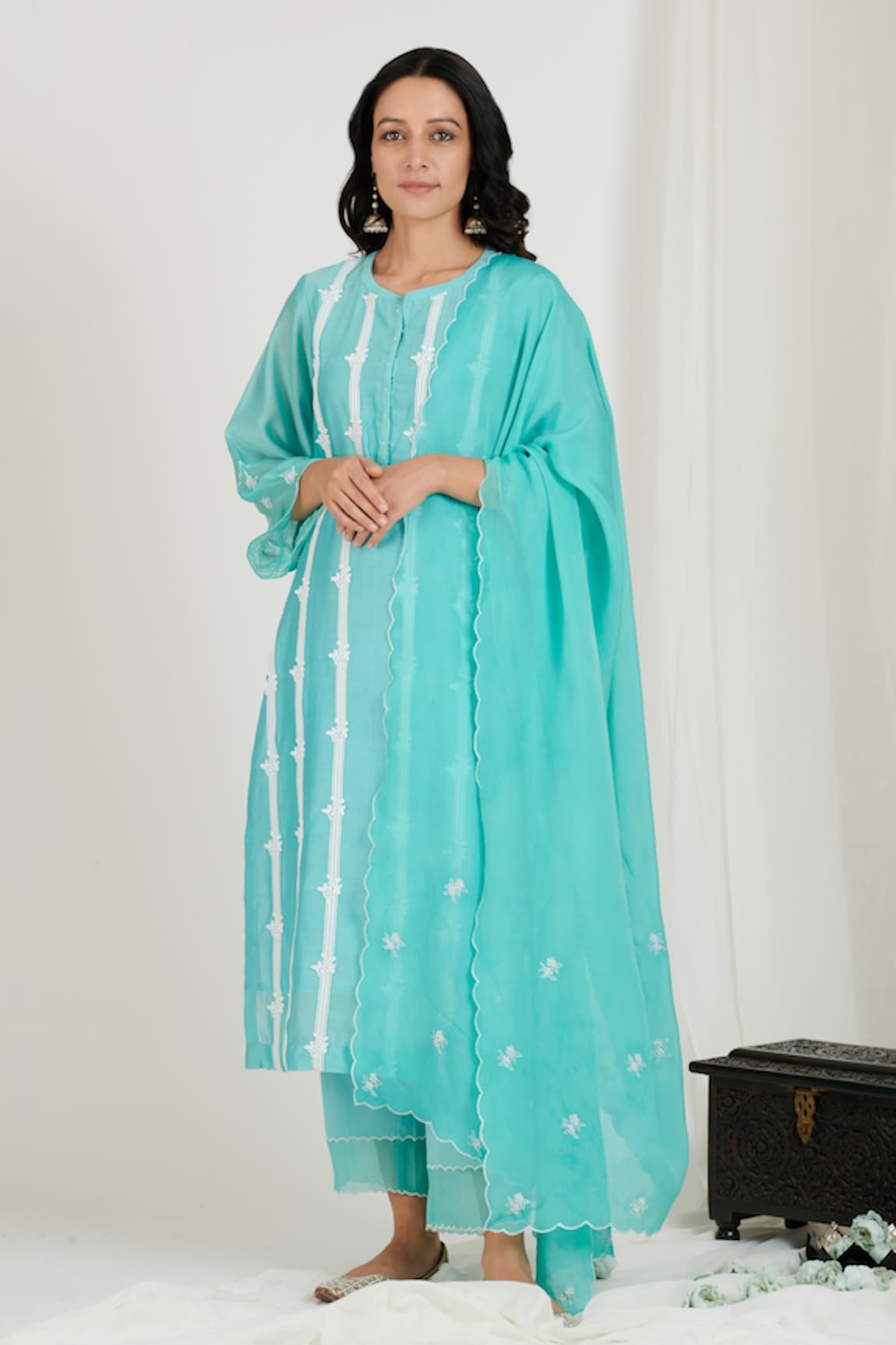 JDang.Label Chanderi Embroidered Kurta Set