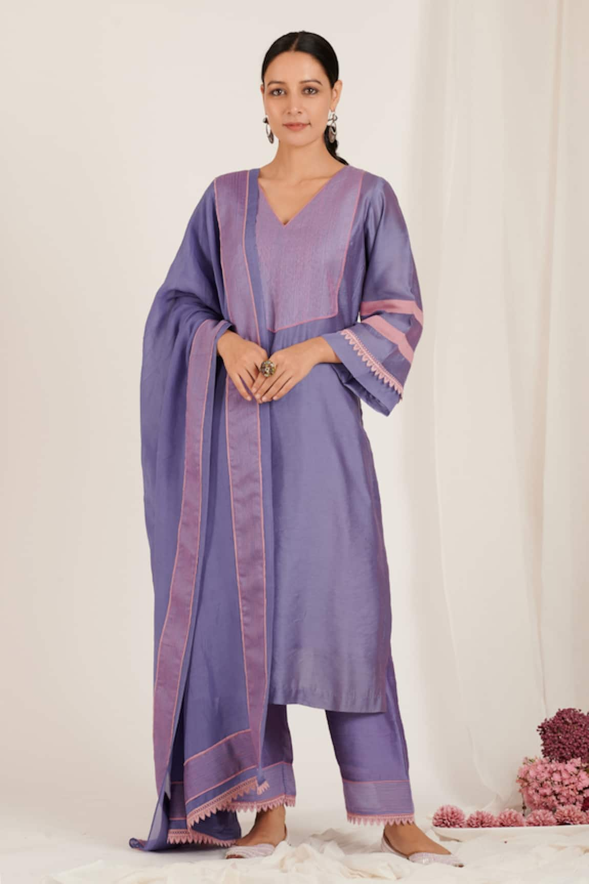 JDang.Label Chanderi Embroidered Kurta Set