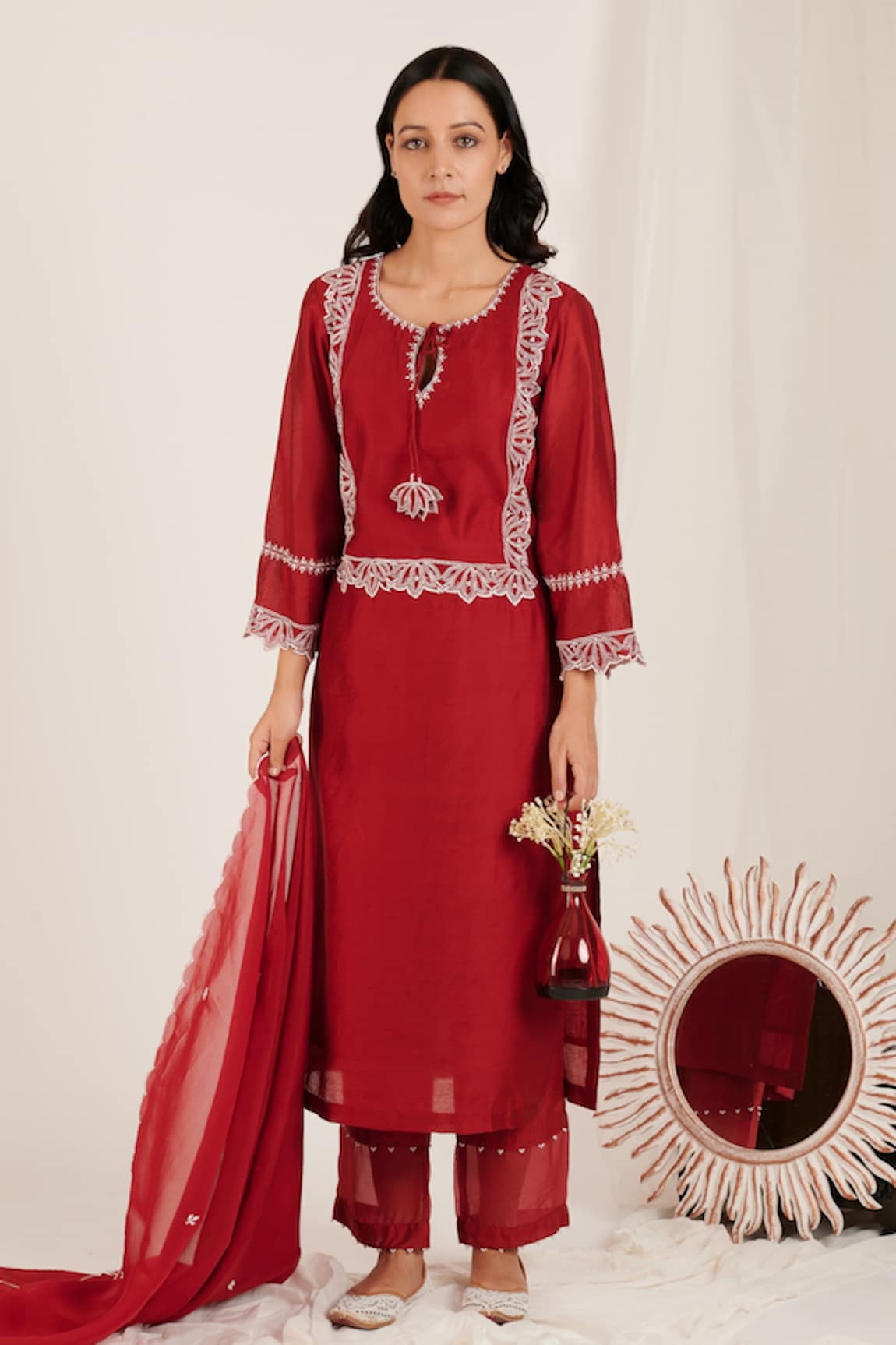 JDang.Label Chanderi Embroidered Kurta Set