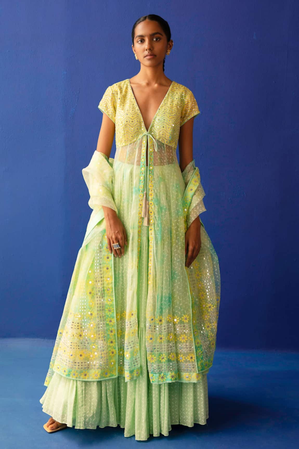 Surbhi Gupta Ava Tie Dye Anarkali Lehenga Set 