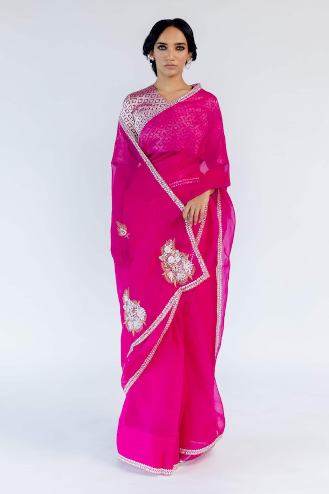 Mimamsaa Nilisha Organza Silk Embroidered Saree