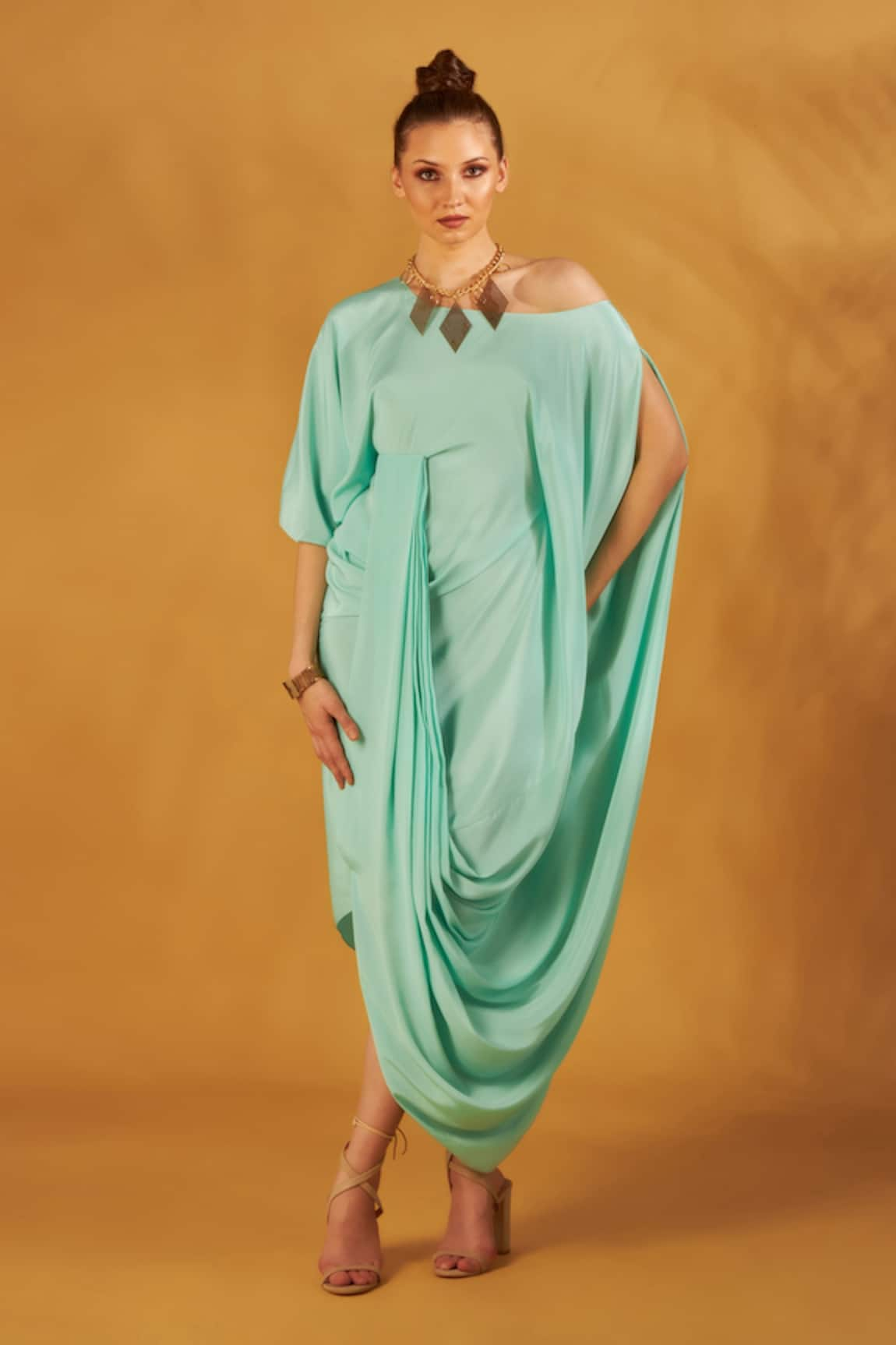 Na-Ka Draped Off Shoulder Dress