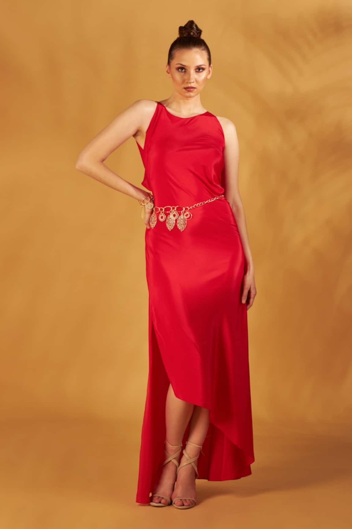 Na-Ka Draped Asymmetric Neck Gown