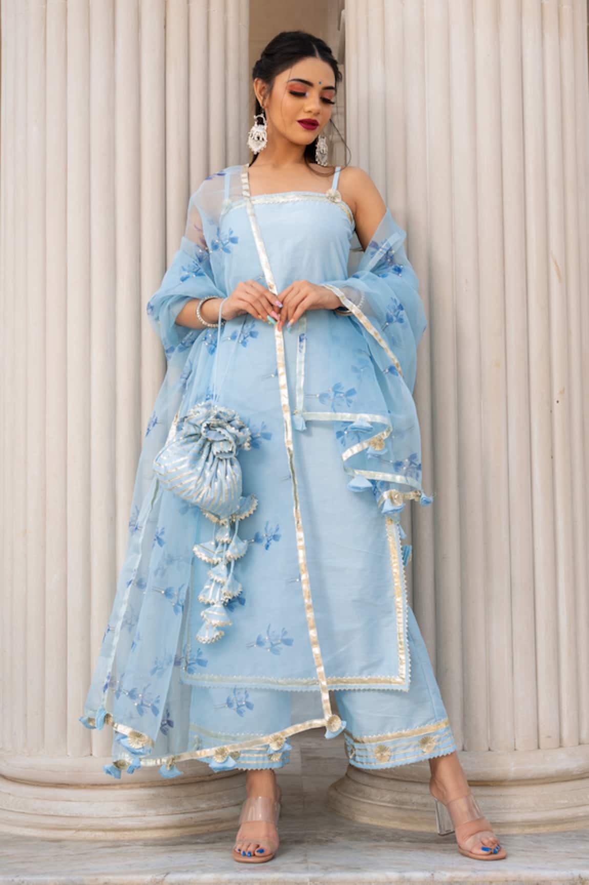 Pomcha Jaipur Cotton Silk Anarkali Set 