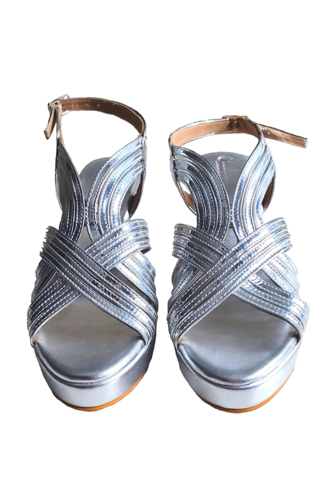 Cinderella by Heena Yusuf Strappy Metallic Wedges