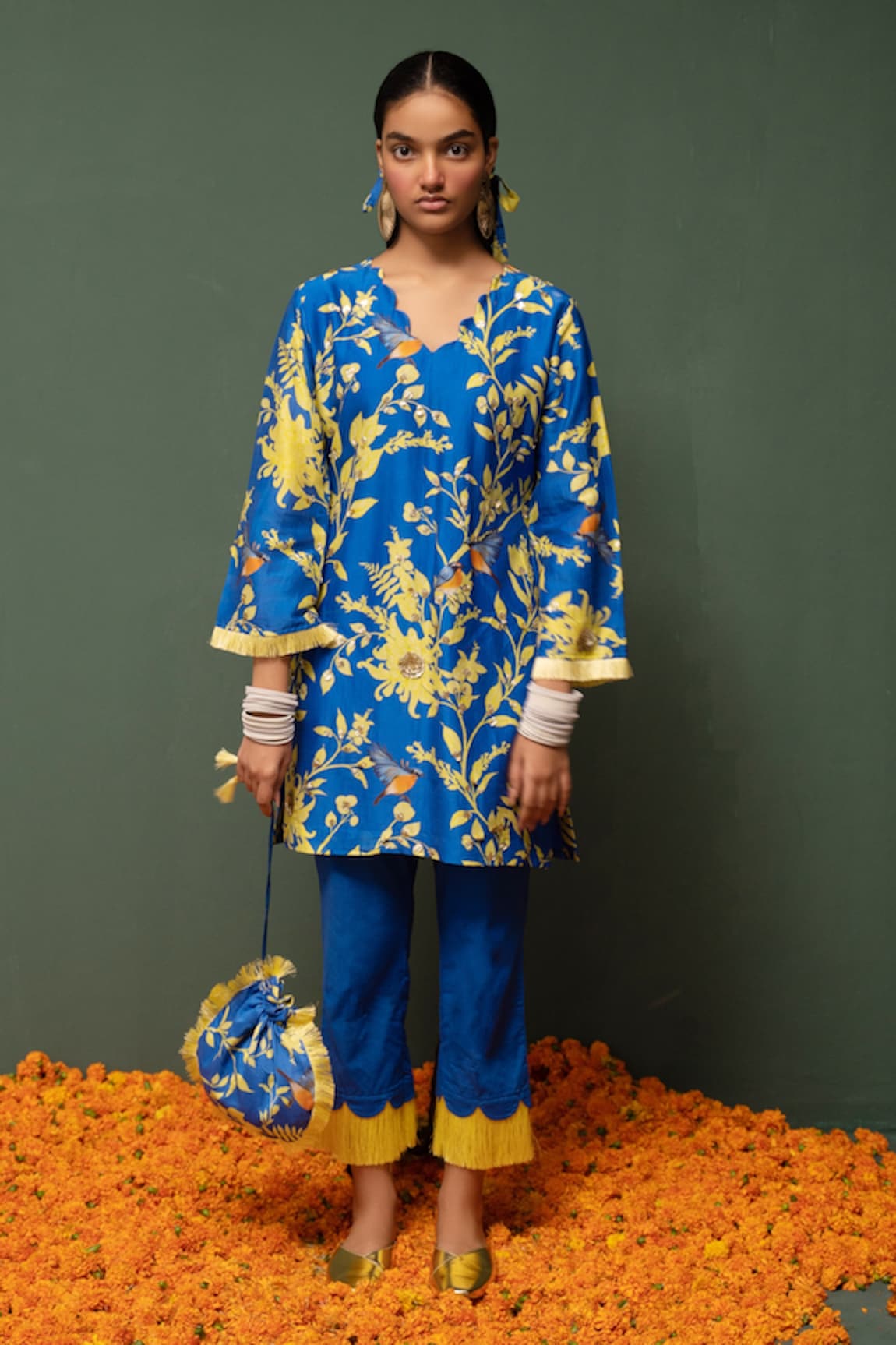 Chrkha Floral Print Kurta & Pant Set