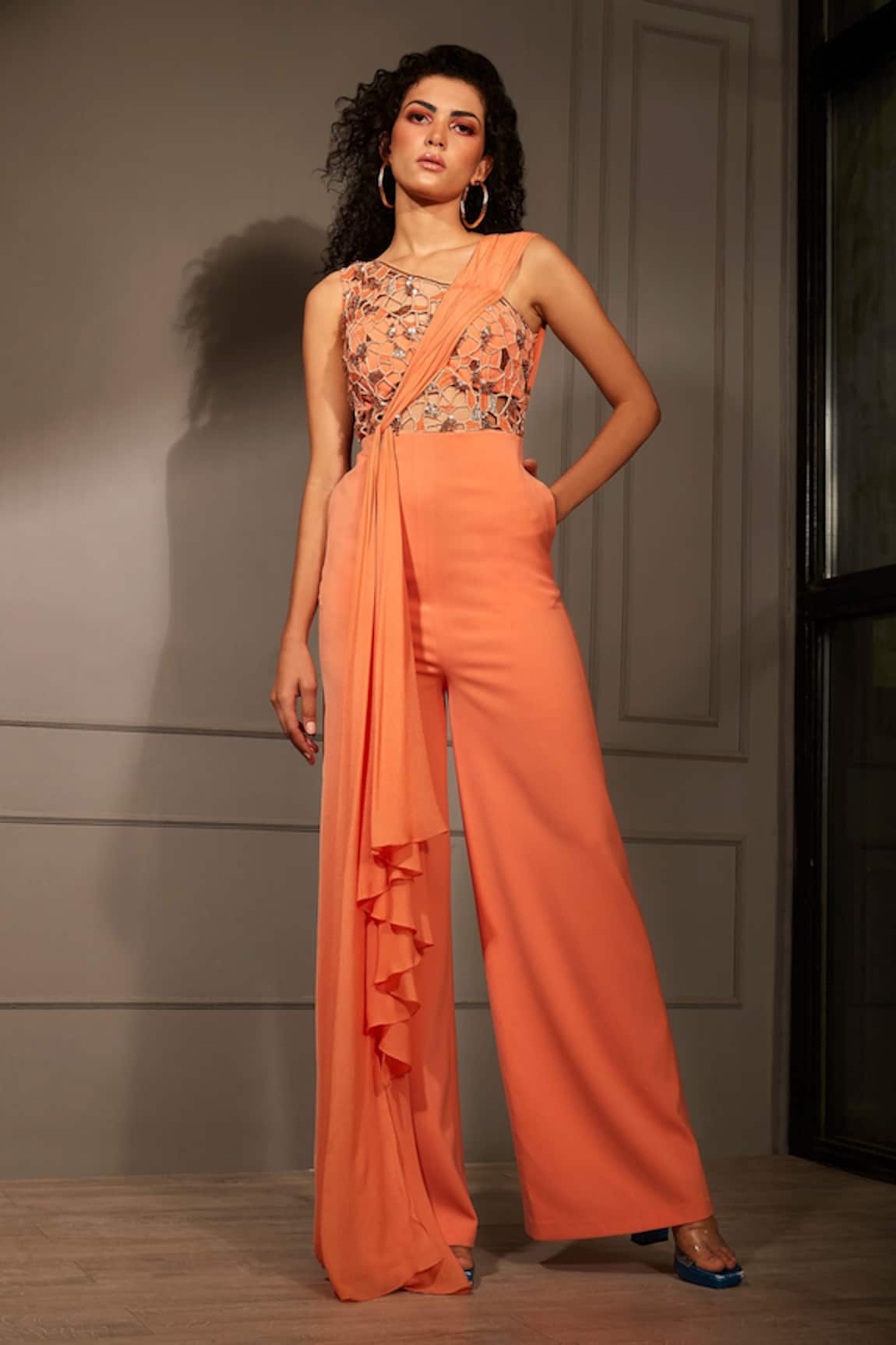 Babita Malkani Draped Embroidered Jumpsuit 