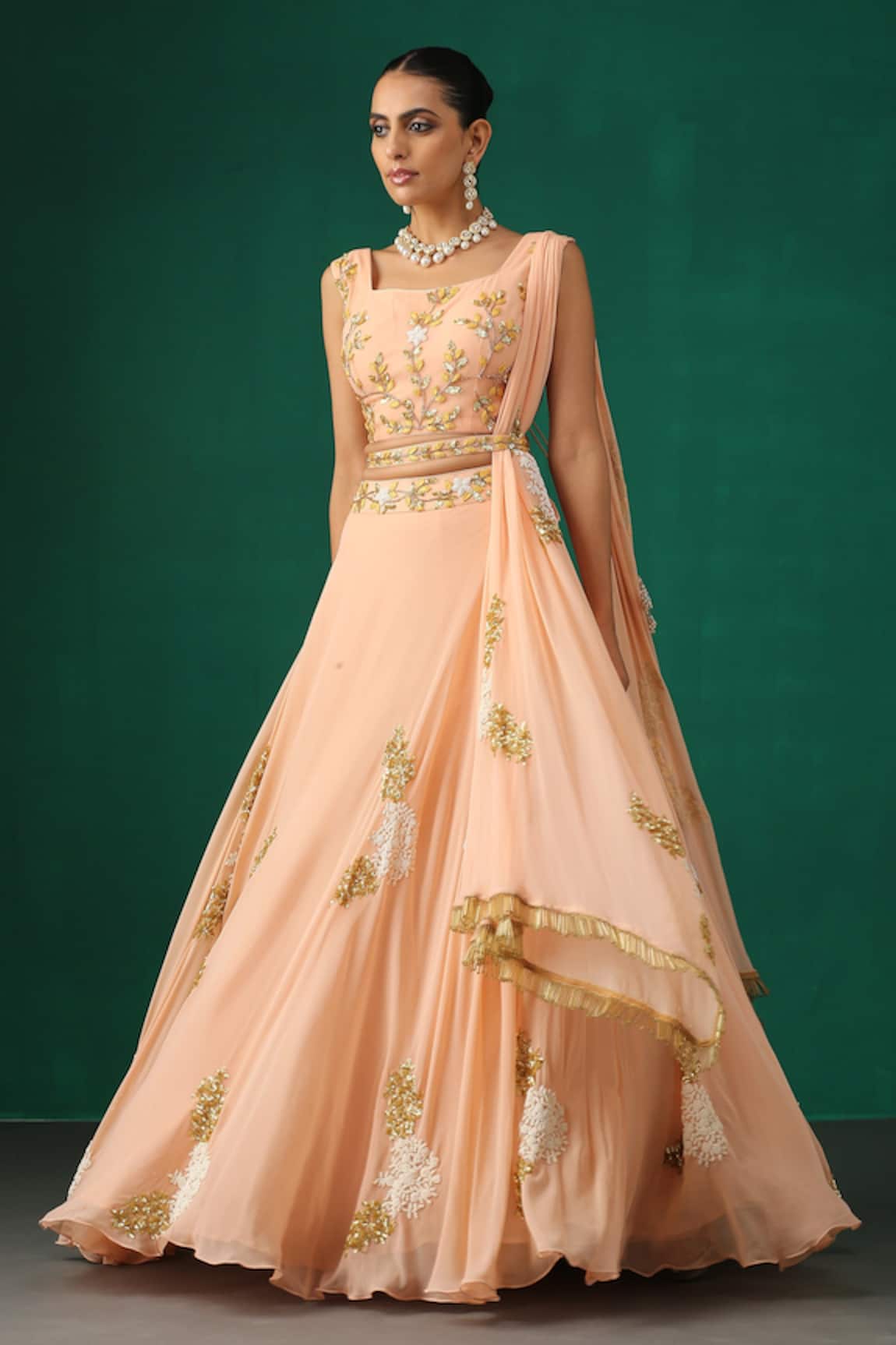 Minaki Floral Embroidered Lehenga Set 