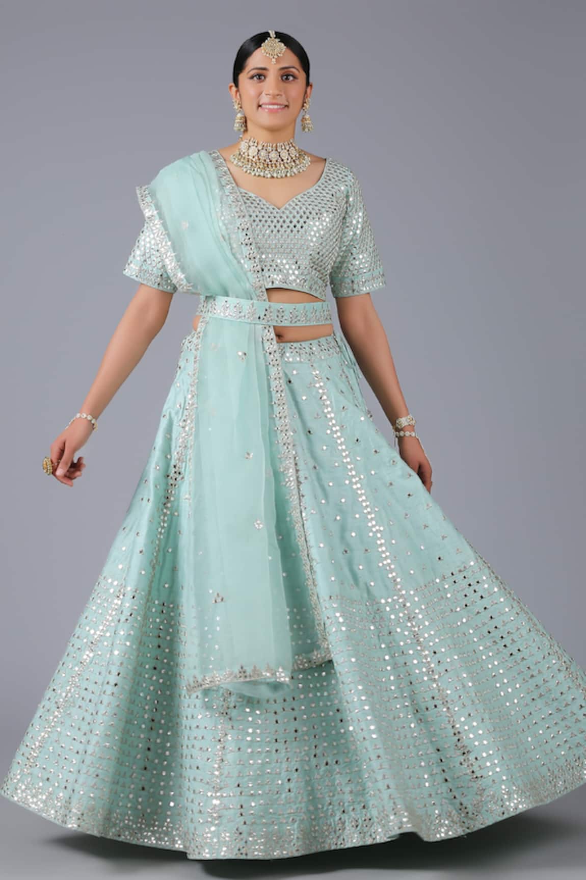 Minaki Mirror Embroidered Bridal Lehenga Set 