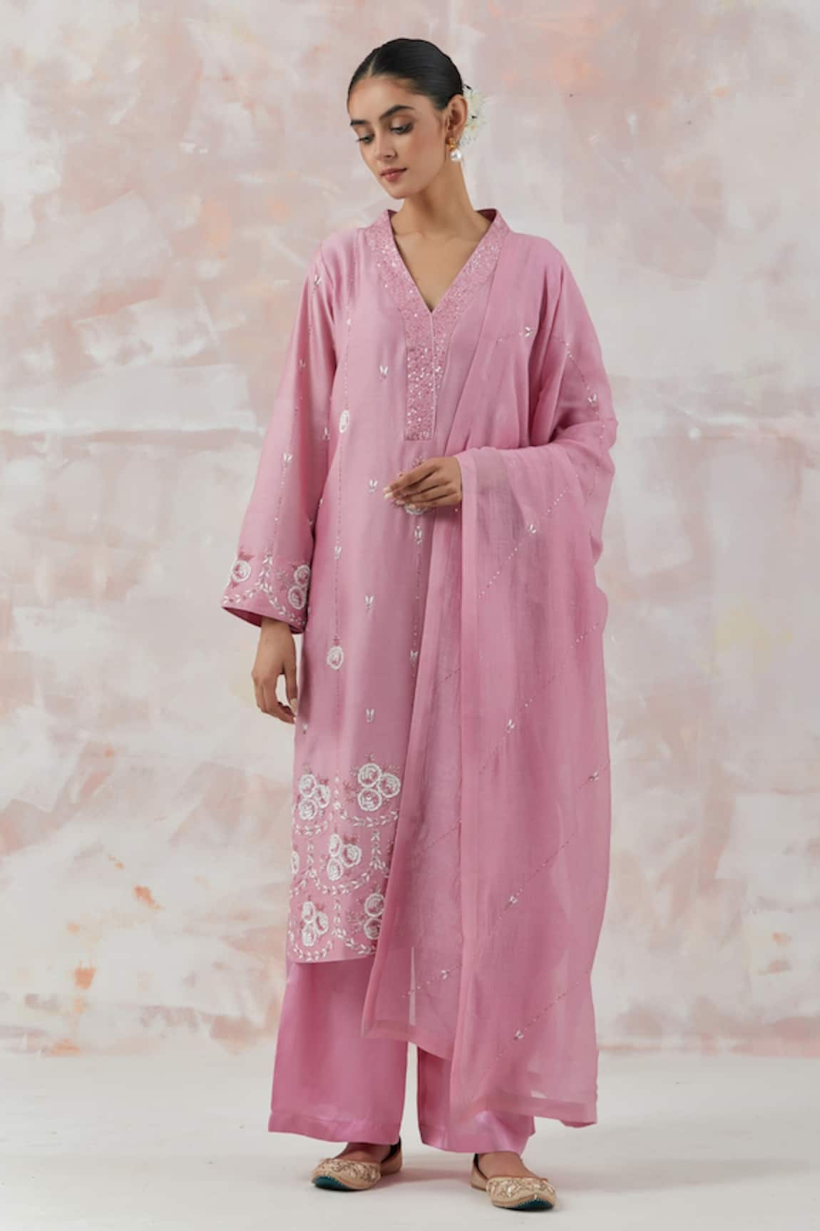 Simrita Arora Silk Chanderi Kurta Palazzo Set