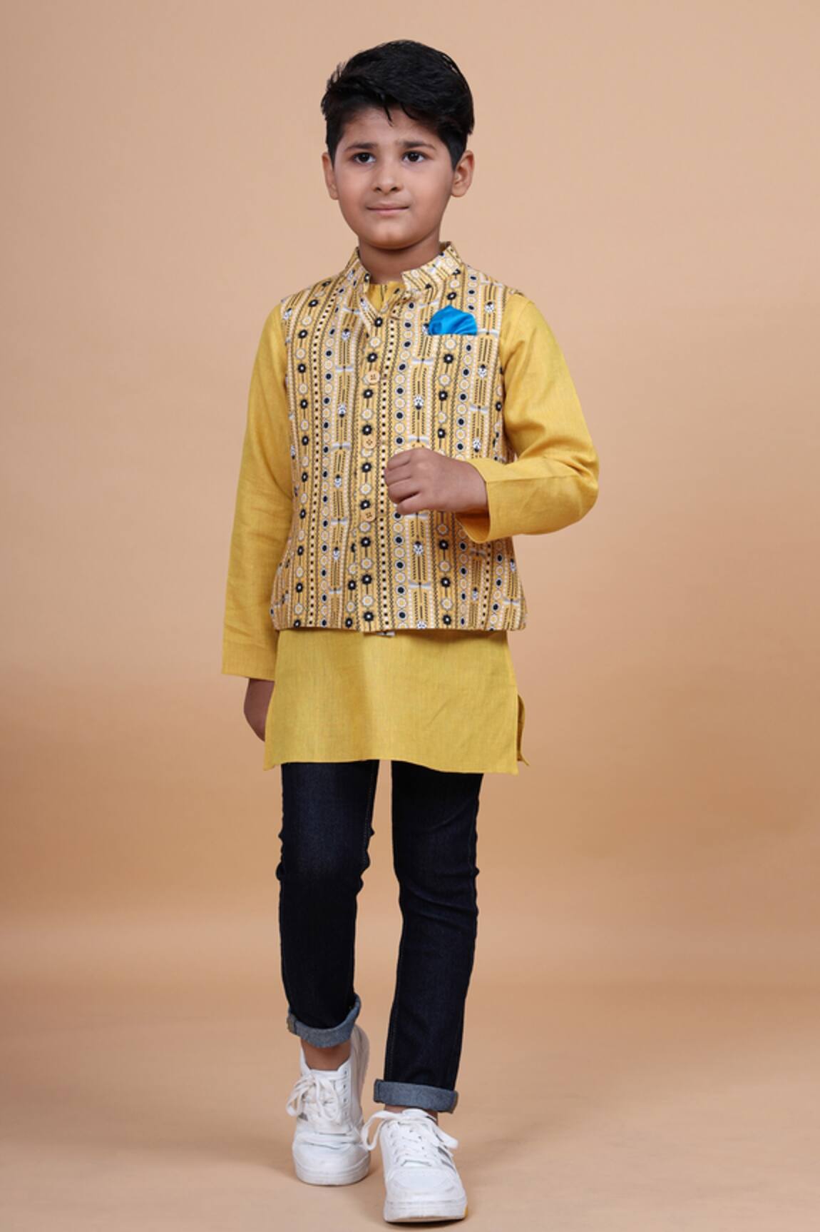 Raghavendra Rathore Blue Cotton Linen Kurta 
