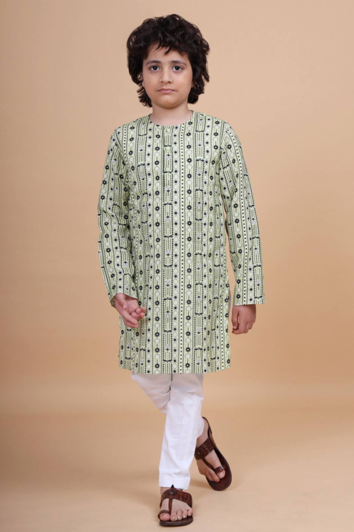 Raghavendra Rathore Blue Cotton Printed Kurta 