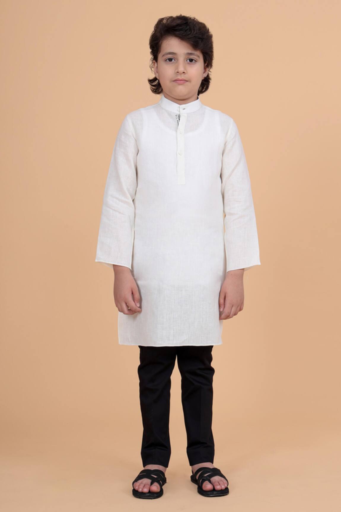 Raghavendra Rathore Blue Cotton Linen Kurta 
