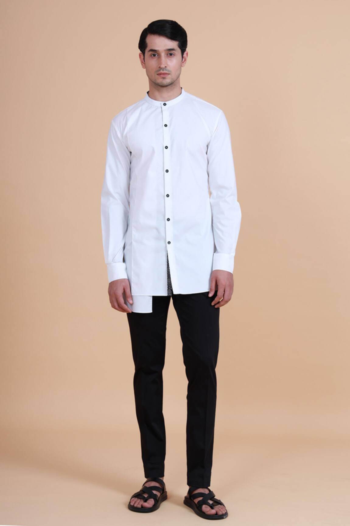 Raghavendra Rathore Blue Asymmetric Kurta 