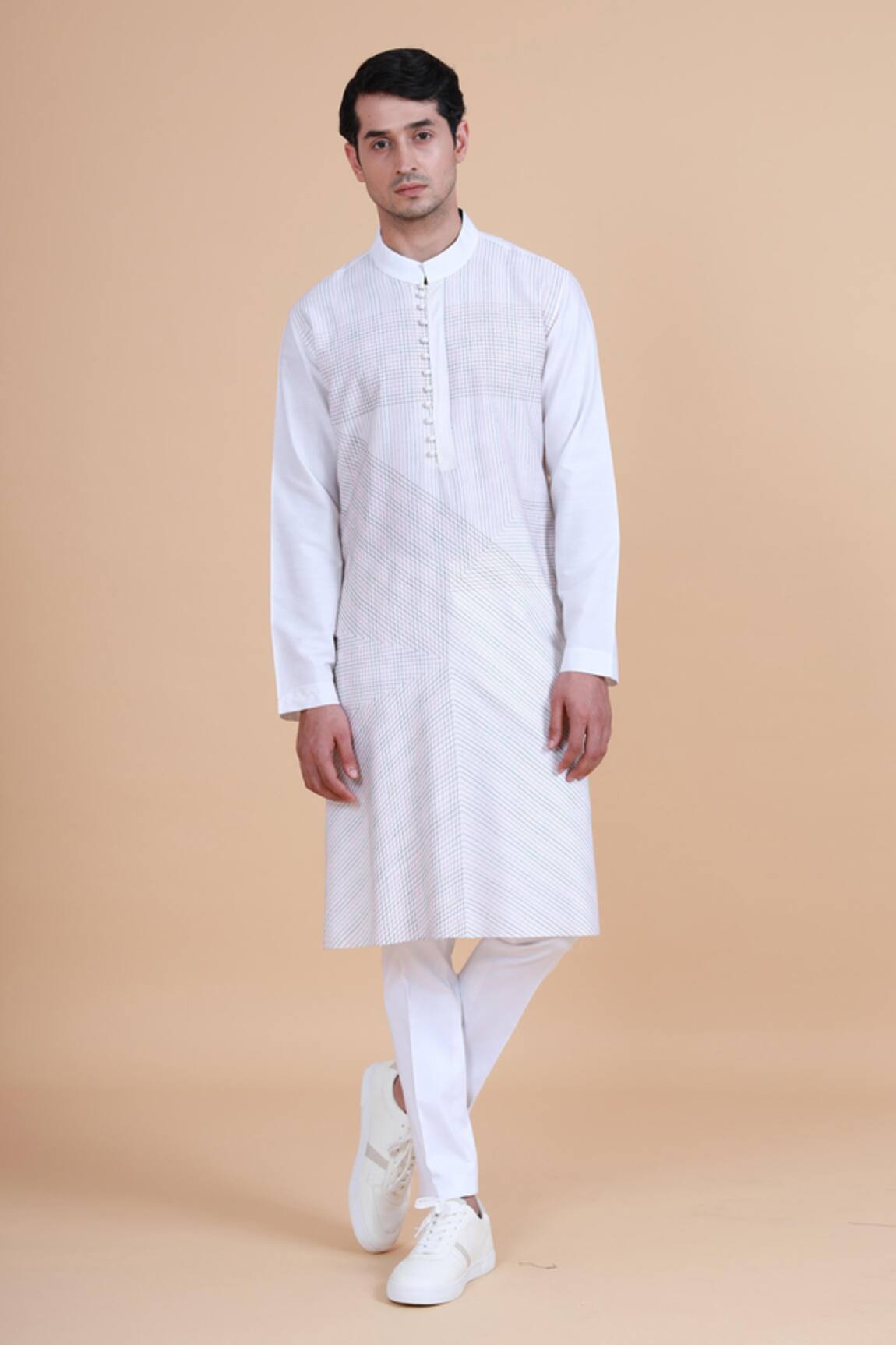 Raghavendra Rathore Blue Silk Embroidered Kurta 