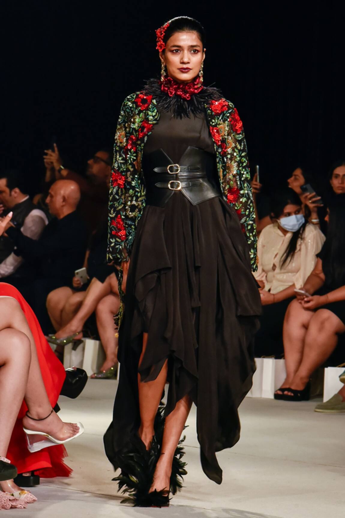 Varun Bahl Layered Dress With Embroidered Jacket 