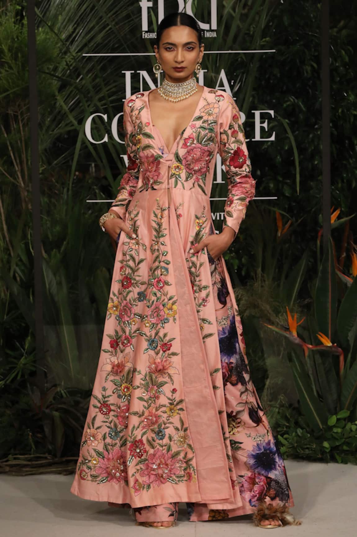 Varun Bahl Chanderi Embroidered Anarkali 