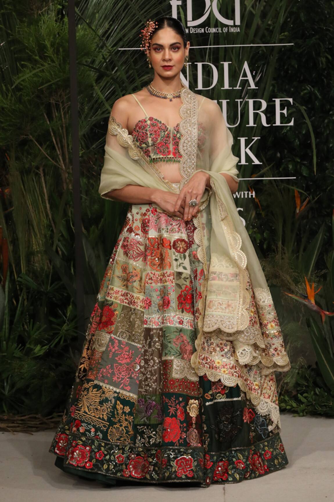 Varun Bahl Upcycled Patchwork Bridal Lehenga Set 