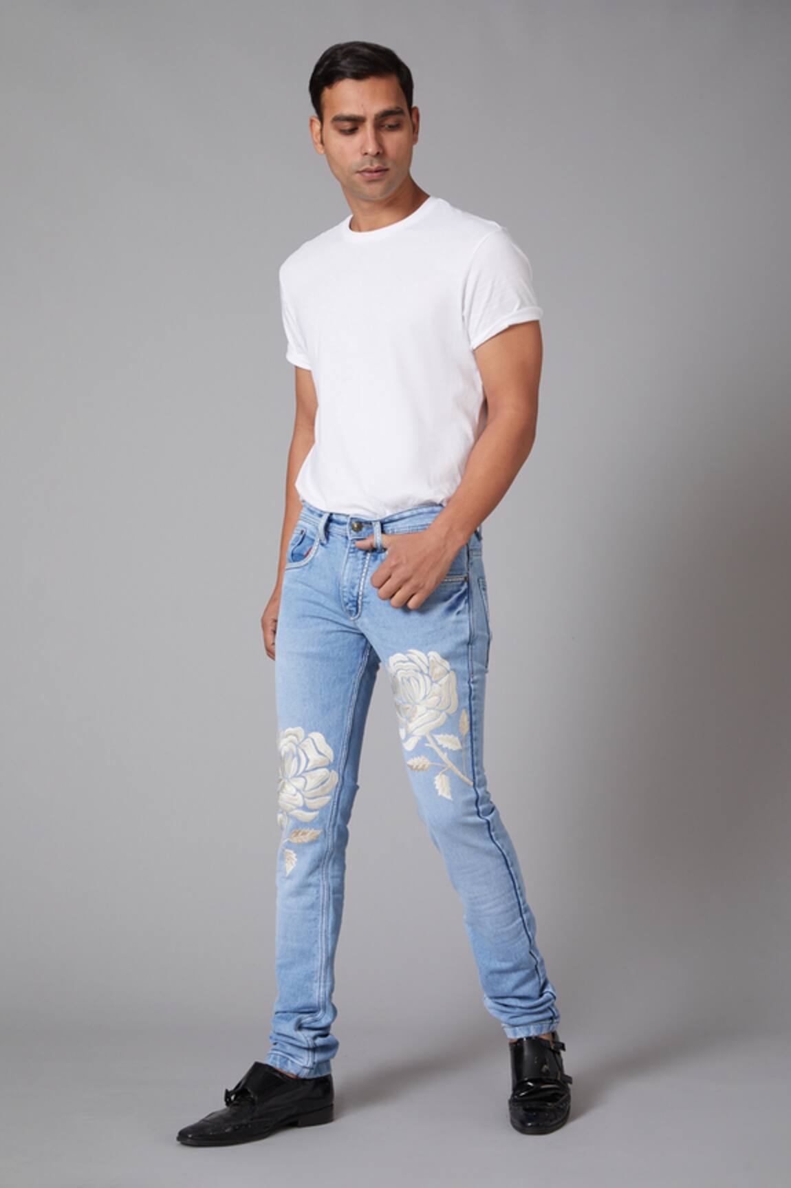 Rohit Bal Denim Embroidered Jeans 