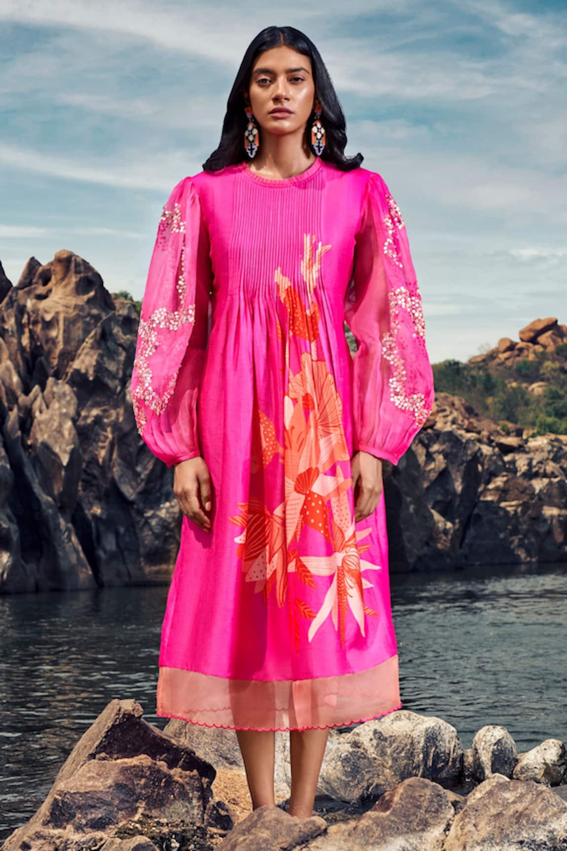 Archana Shah Pleated Tunic Dress