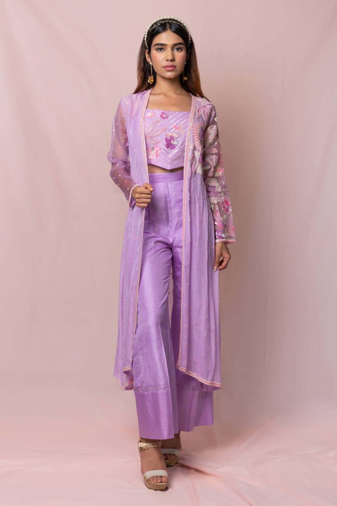Pinup By Astha Embroidered Jacket & Pant Set 