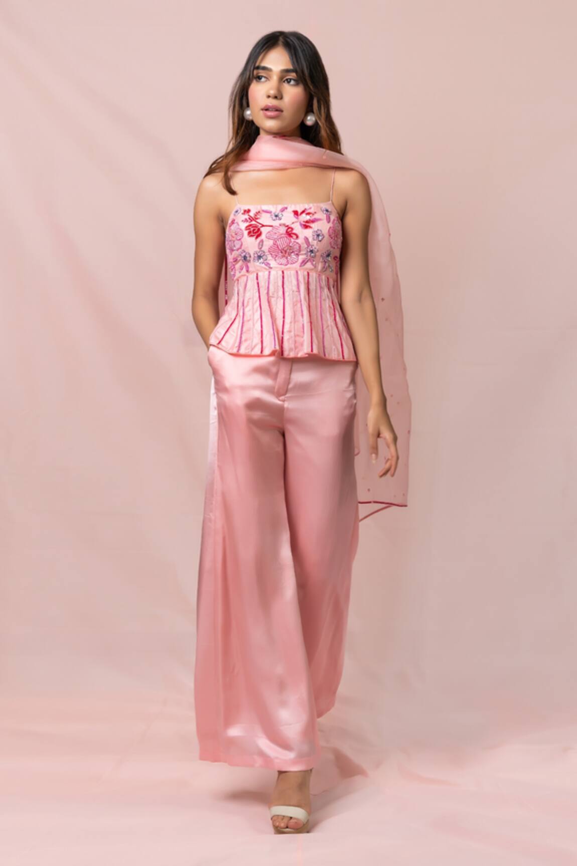 Pinup By Astha Silk Peplum Top Set