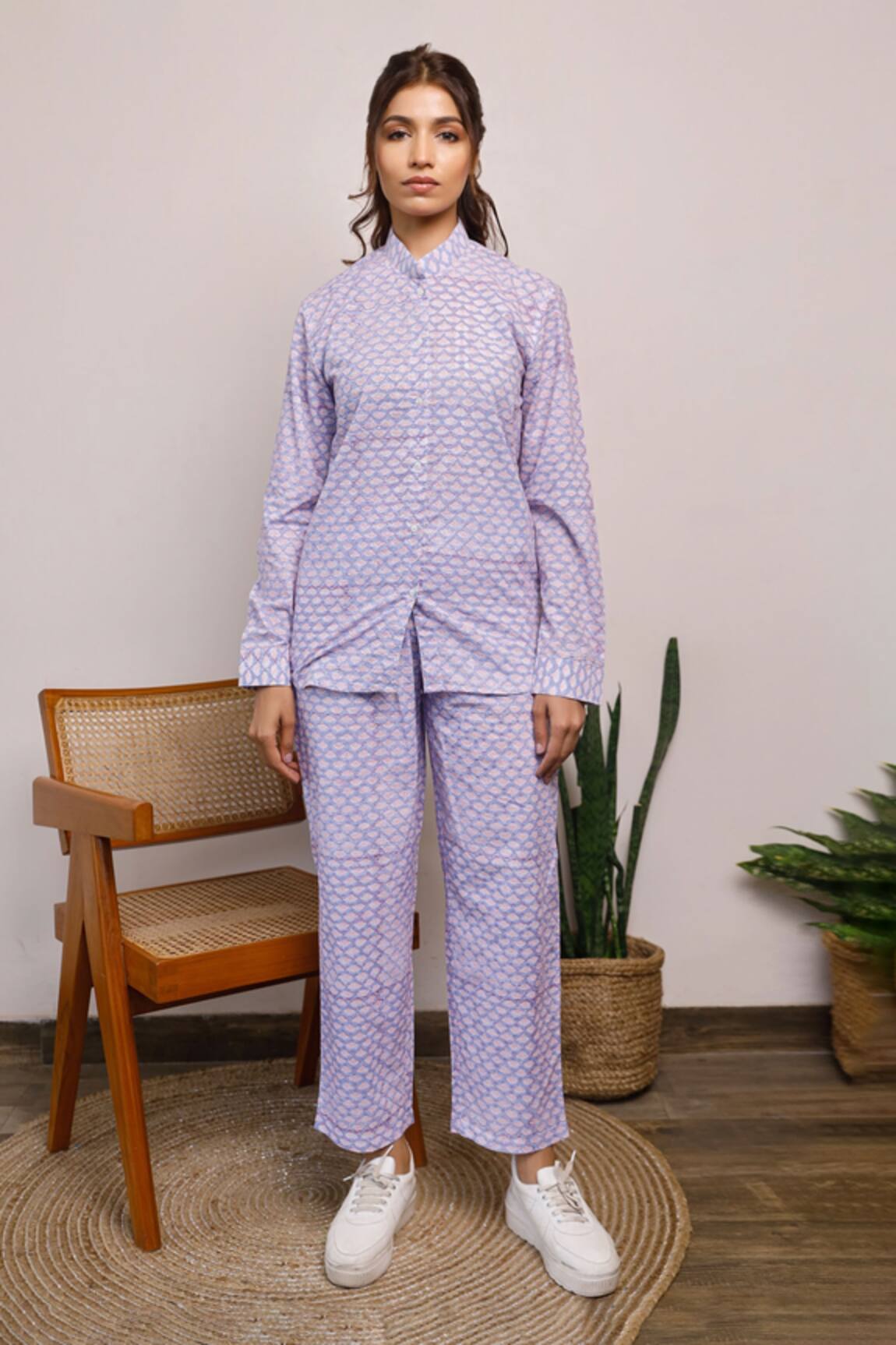 Pheeta Cotton Floral Print Shirt & Pant Set