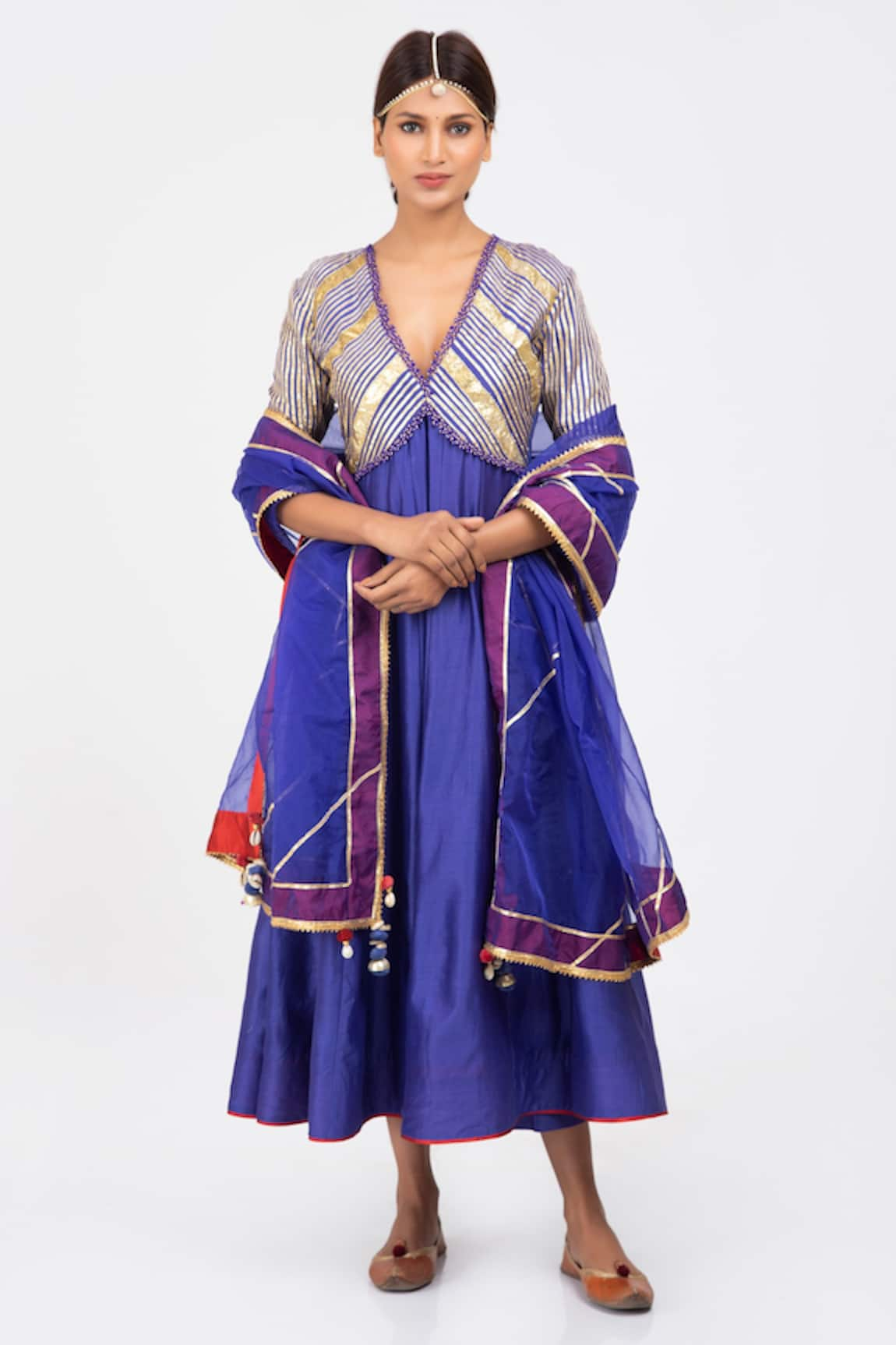 Kalakari by Akanksha Silk Chanderi Anarkali Pant Set