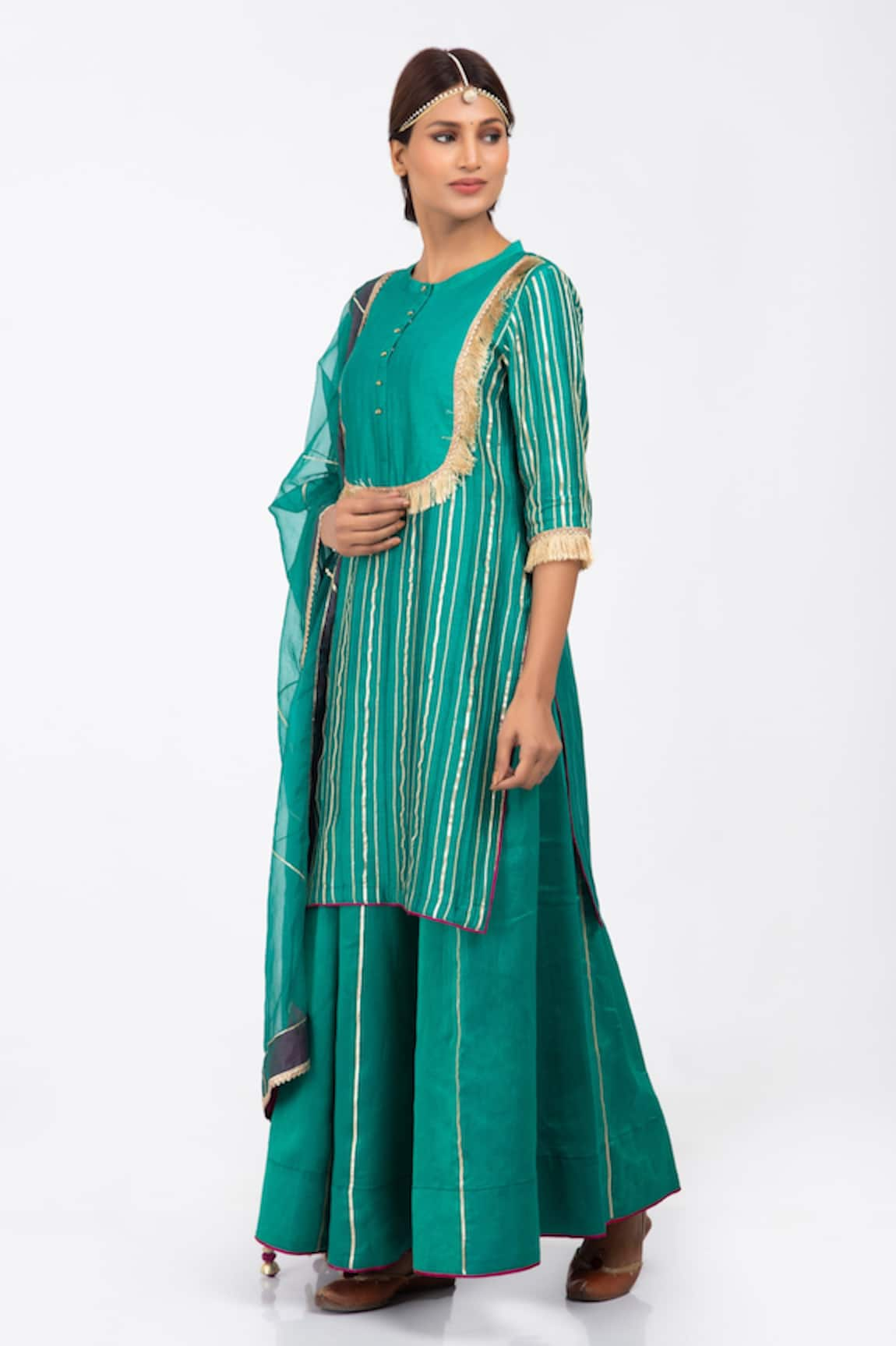 Kalakari by Akanksha Silk Chanderi Kurta Lehenga Set