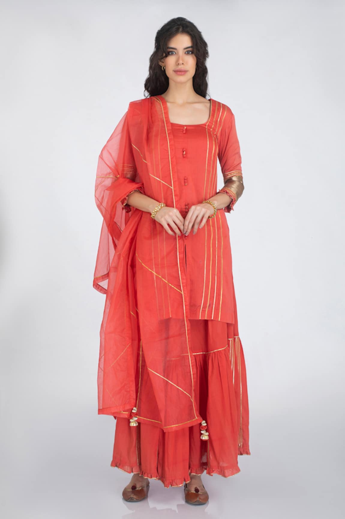 Kalakari by Akanksha Silk Chanderi Kurta Lehenga Set