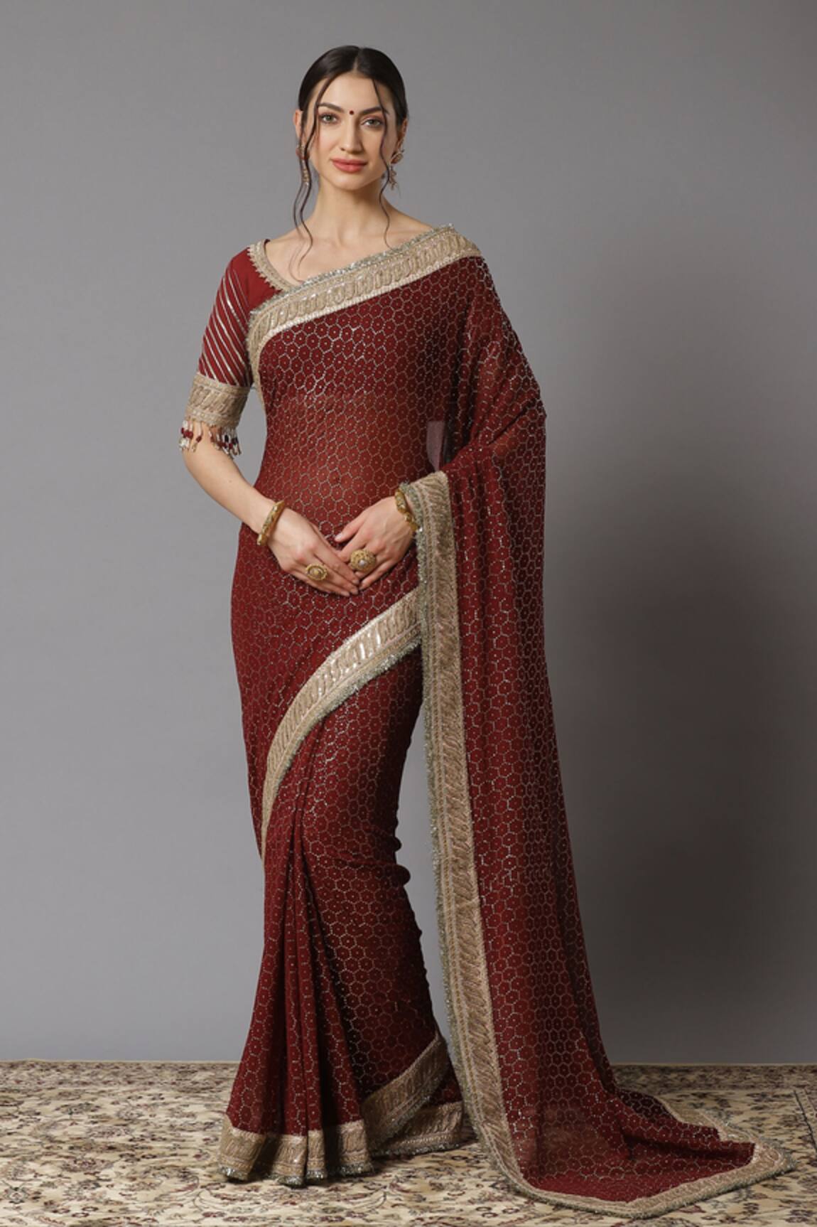 Shikhar Sharma Embroidered Saree With Blouse