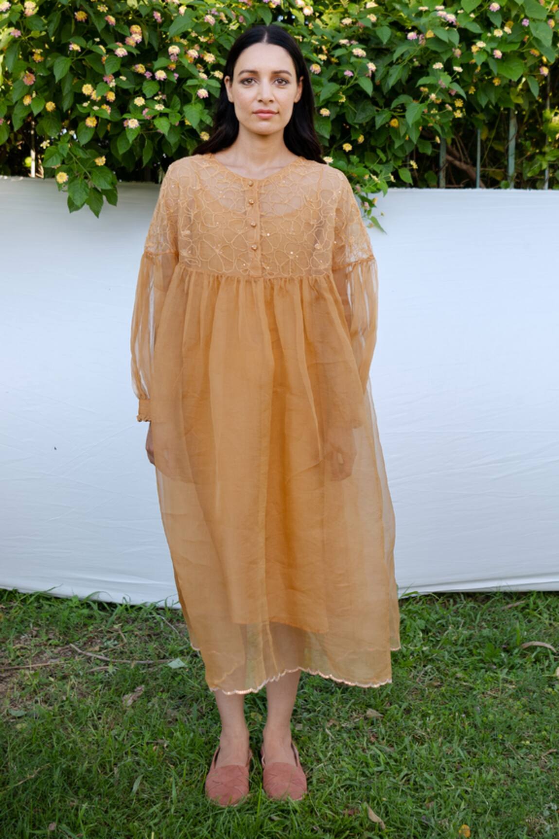 Ayaka Silk Organza Embroidered Dress 