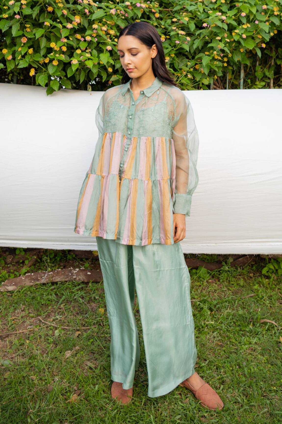 Ayaka Embroidered Striped Shirt 